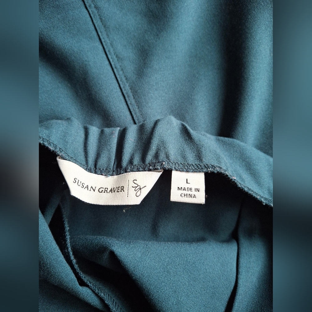 Susan Graver Women's L Teal Blue Side Zip Pants Pre-owned - Picture 2 of 6